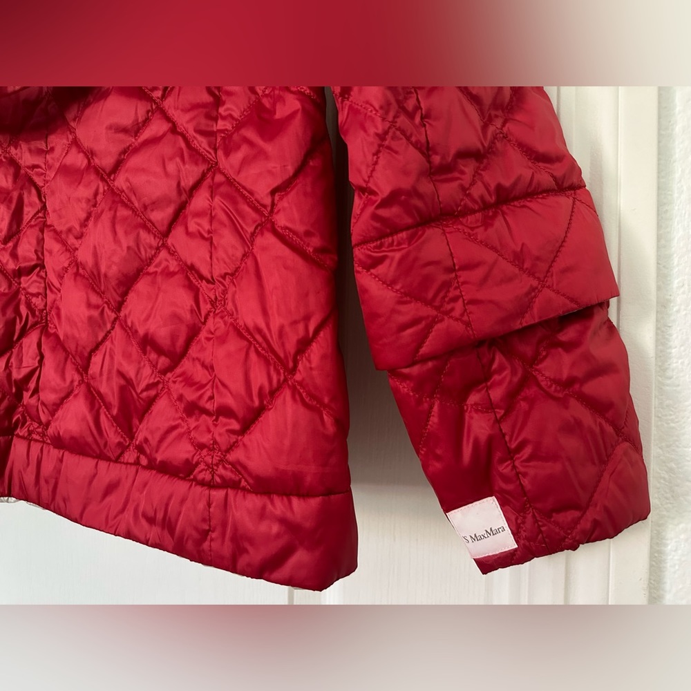 ‘S MAX MARA Reversible Red / Beige Down Hooded Jacket sz 6 Small - Picture 6 of 10